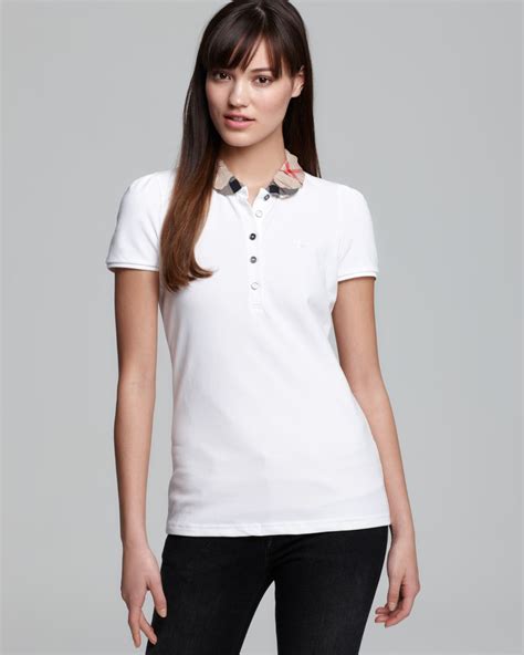 white burberry polo shirt women's|Burberry check shirt women's.